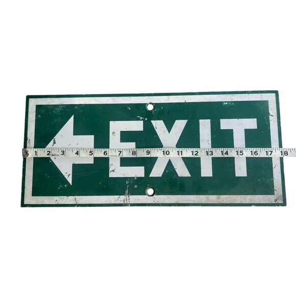 Exit Sign Green Background White Letters Heavy Duty Metal VINTAGE - Picture 4 of 5